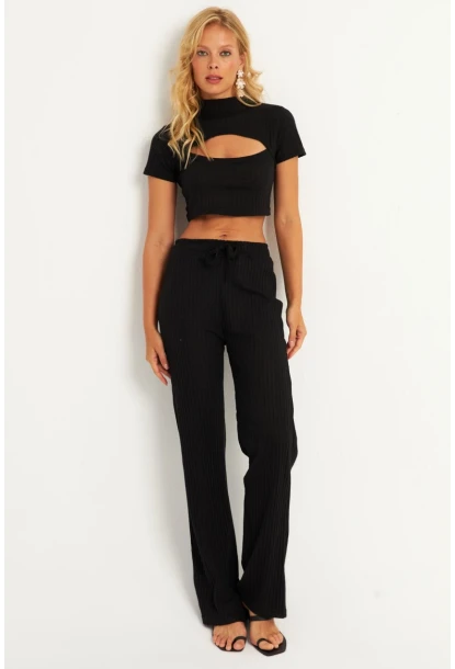 Kadın Siyah Pencereli Takım XL2017