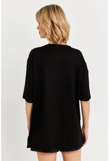 Kadın Siyah Pul Detaylı Tunik ST190