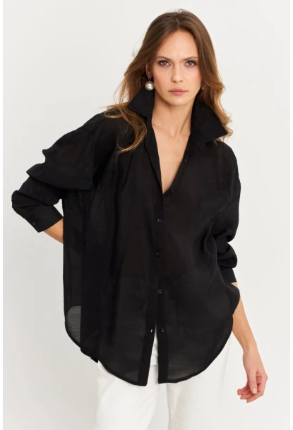 Kadın Siyah Sırtı Açık Gömlek MOD2369