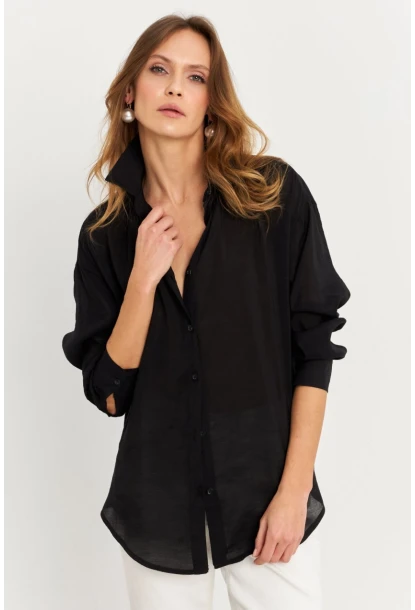 Kadın Siyah Sırtı Açık Gömlek MOD2369-90