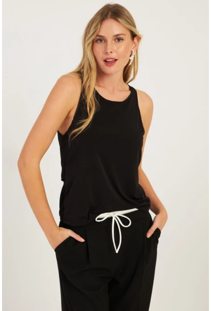 Kadın Siyah Sırtı Çapraz Bluz YZ1029