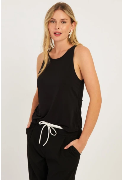 Kadın Siyah Sırtı Çapraz Bluz YZ1029