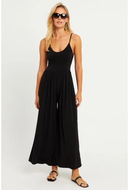 Kadın Siyah Sırtı Çapraz Tulum KY91