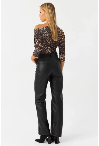 Kadın Siyah Suni Deri Pantolon NH752
