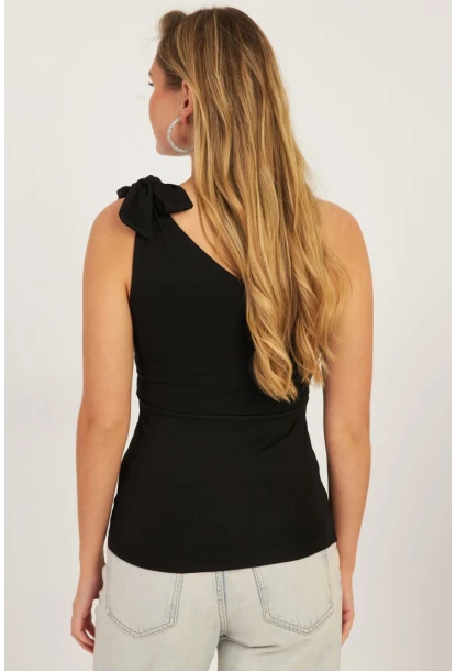 Kadın Siyah Tek Omuz Bluz  EY2756