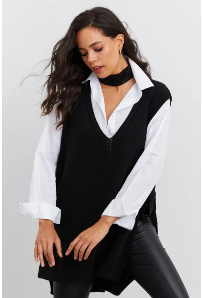 Kadın Siyah Triko Süveter YV103