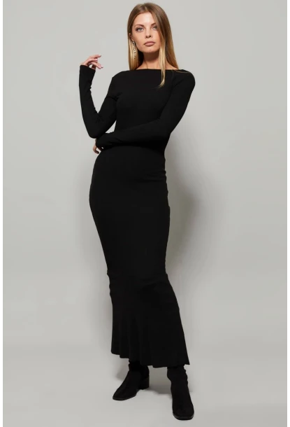 Kadın Siyah U Yaka Maxi Elbise EY1129