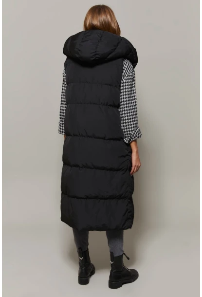 Kadın Siyah Uzun Şişme Yelek DAF05