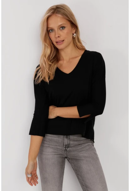 Kadın Siyah V Yaka Bluz LPP1267