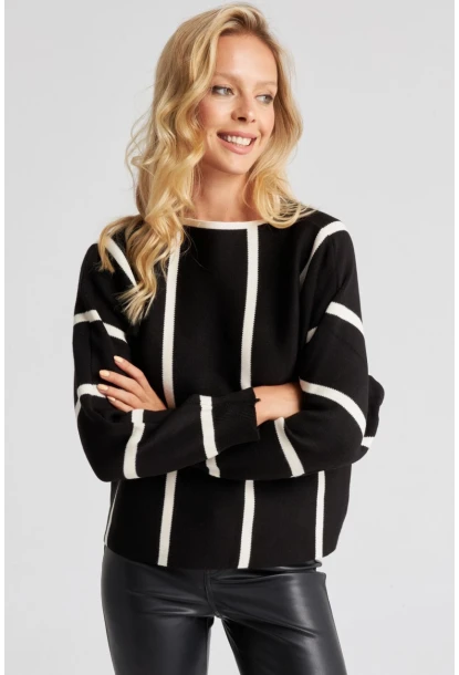 Kadın Siyah Yarasa Kol Triko Kazak YZ522