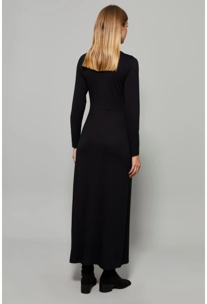 Kadın Siyah Yarım Balıkçı Maxi Elbise Yİ2006