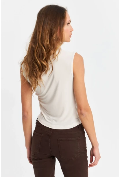 Kadın Taş Büzgülü Kolsuz Bluz LPP1205-90