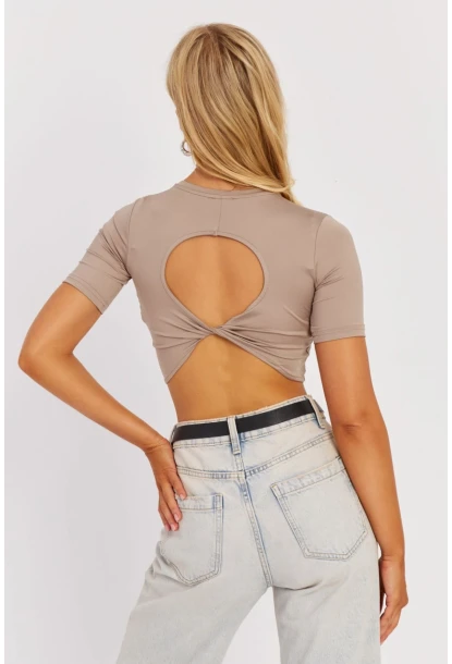 Kadın Taş Sırt Dekolteli Crop Bluz CY450