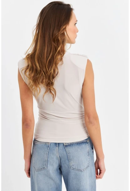 Kadın Taş Vatkalı Kruvaze Bluz MTK13213