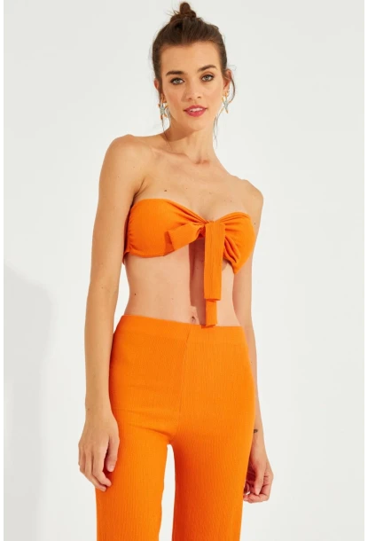 Kadın Turuncu Büstiyerli Pantolon Takım YEL221225