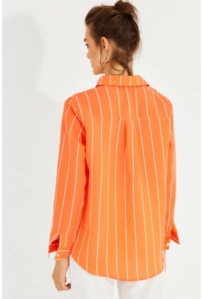 Kadın Turuncu Çizgili Gömlek ZER400
