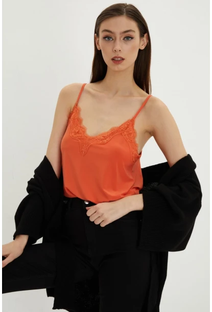 Kadın Turuncu Dantelli Atlet LPP5008