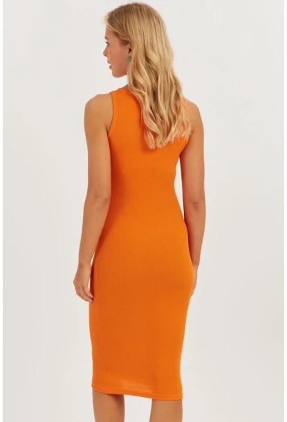 Kadın Turuncu Kaşkorse Midi Elbise CG330
