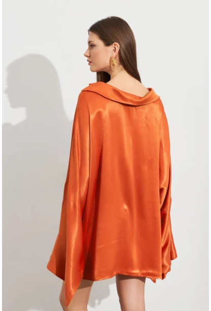 Kadın Turuncu Oversize Gömlek ROP106