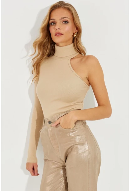 Kadın Vanilya Balıkçı Tek Kol Kaşkorse Bluz EY1118