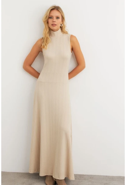 Kadın Vanilya Basic Maxi Elbise Elbise TF29