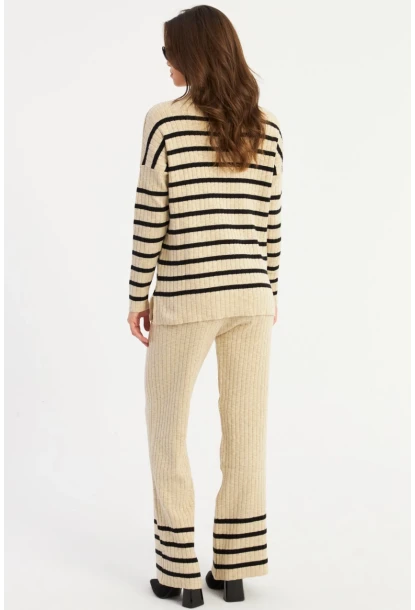 Kadın Vanilya Çizgili Alt Üst Takım MYİL11