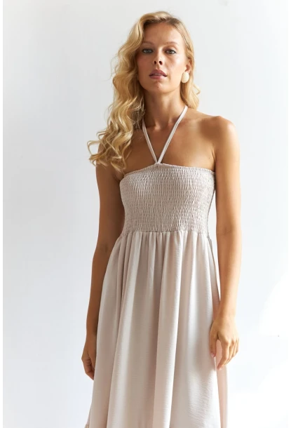 Kadın Vanilya Gipeli Midi Elbise SF12813