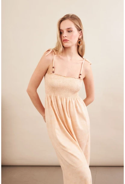 Kadın Vanilya Gipeli Midi Plaj Elbisesi OR501