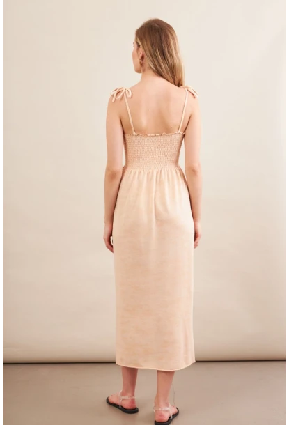 Kadın Vanilya Gipeli Midi Plaj Elbisesi OR501