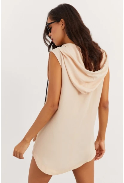 Kadın Vanilya Kapüşonlu Yelek RML06