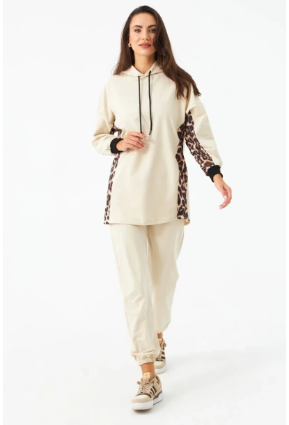 Kadın Vanilya Leopar Desenli Alt Üst Takım MPC301