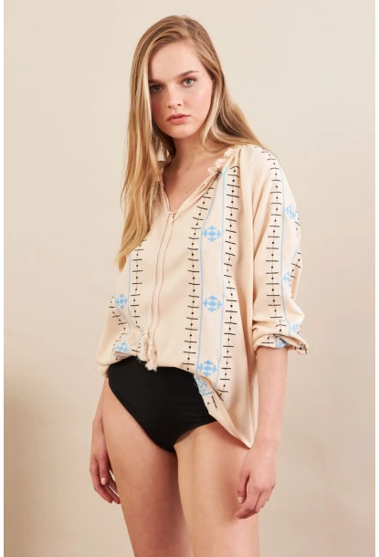 Kadın Vanilya Nakışlı Bluz MPC1344
