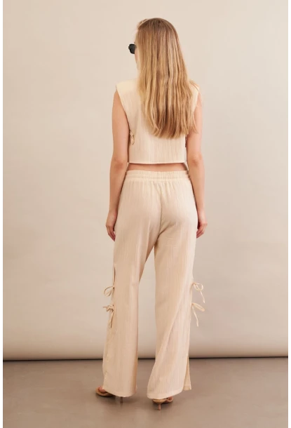 Kadın Vanilya Omuzları Vatkalı Alt Üst Takım KED002