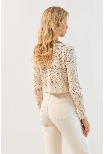 Kadın Vanilya Önü Büzgülü Triko Bluz MP20148