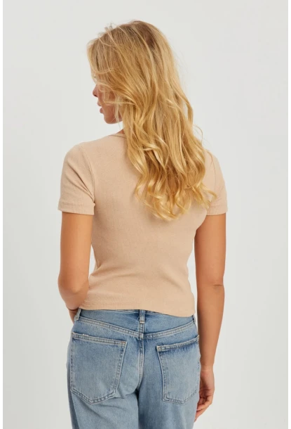 Kadın Vanılya Önü Büzgülü V Yaka Bluz AYD309