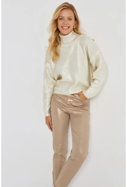 Kadın Vanilya Varakli Triko Bluz SF2530