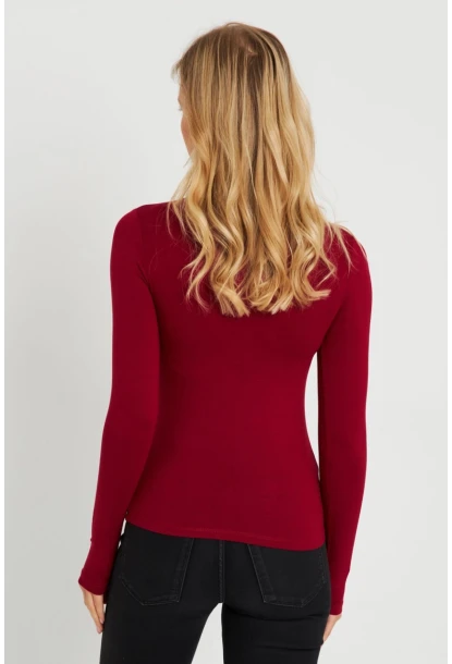 Kadın Yarım Balıkçı Bluz Bordo AYD289