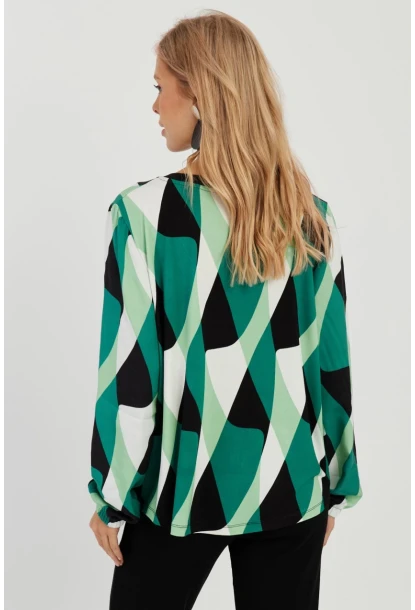 Kadın Yeşil Desenli Bluz AYD292