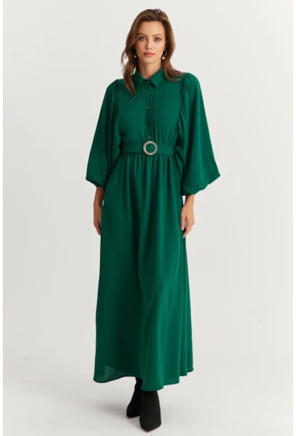 Kadın Yeşil Kemerli Maxi Elbise MASF15