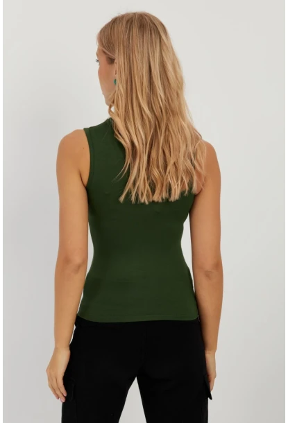 Kadın Yeşil Kolsuz Bluz LPP1260