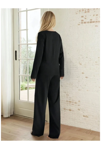 Dantel Detay Premium Siyah Suprem Pijama