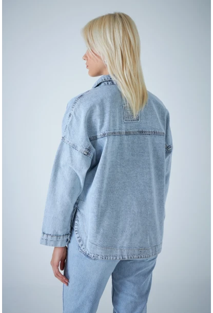 Kadın Açık Mavi Denim Gömlek TSS101