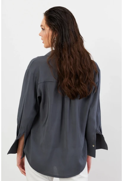 Kadın Antrasit Basic Gömlek SOL3664