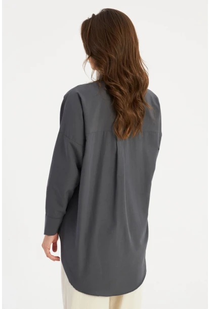 Kadın Antrasit Zımbalı Gömlek MASF1
