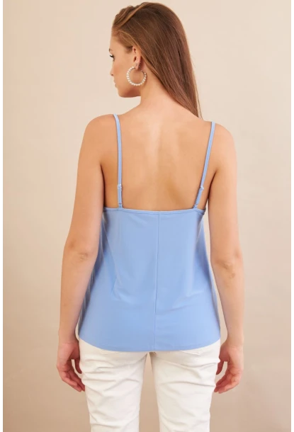 Kadın Bebe Mavi Desenli Dantelli Atlet LPP50081-90