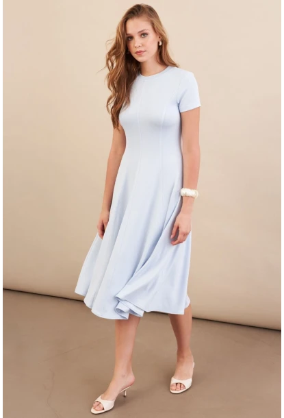 Kadın Bebe Mavi Midi Çan Elbise DMR461