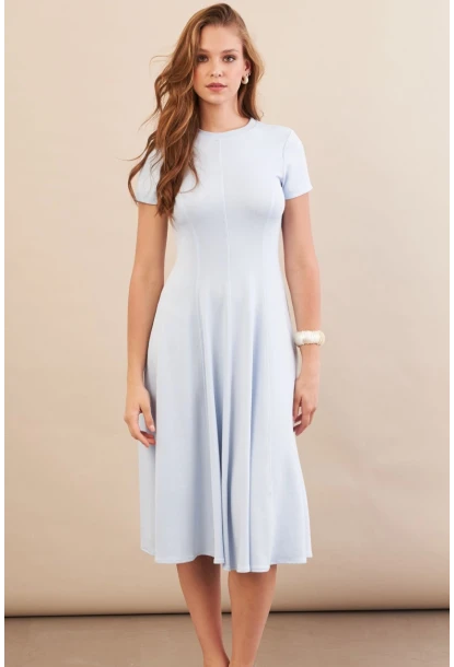 Kadın Bebe Mavi Midi Çan Elbise DMR461