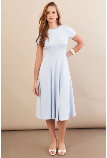 Kadın Bebe Mavi Midi Çan Elbise DMR461