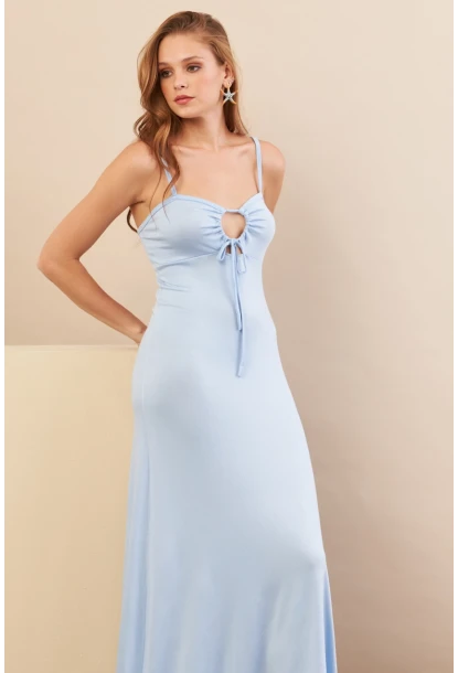 Kadın Bebe Mavi Önü Pencereli Midaxi Elbise EY3114