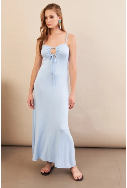 Kadın Bebe Mavi Önü Pencereli Midaxi Elbise EY3114